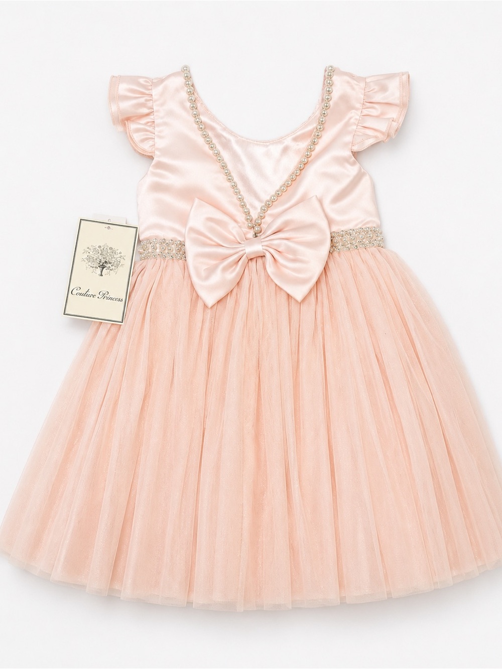 Couture Princess Toddler Girl Pink Party Dress 2T Pearl Tulle NWT - Picture 2 of 4